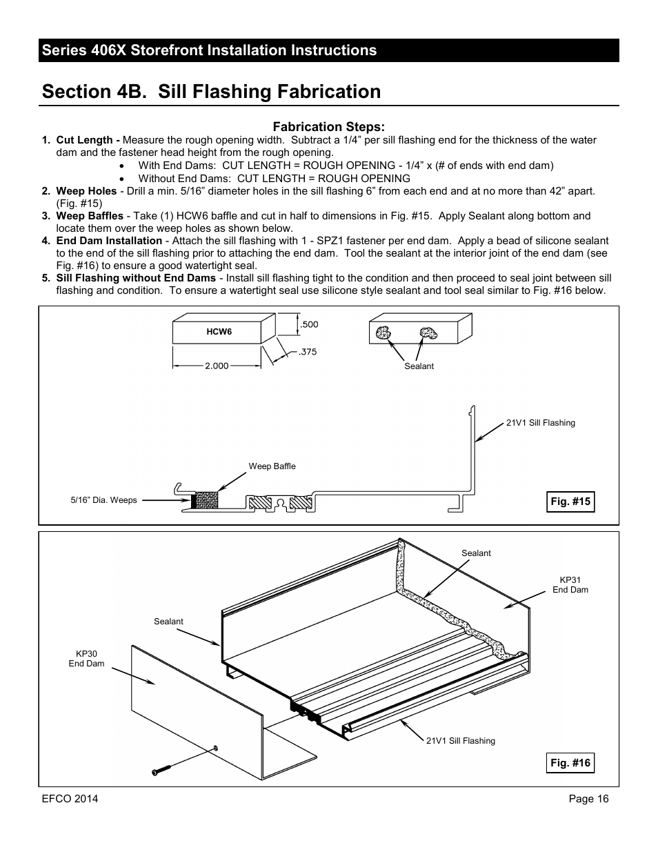 Series 406x storefront installation instructions, Fabrication steps | EFCO 406X Series User Manual | Page 16 / 25