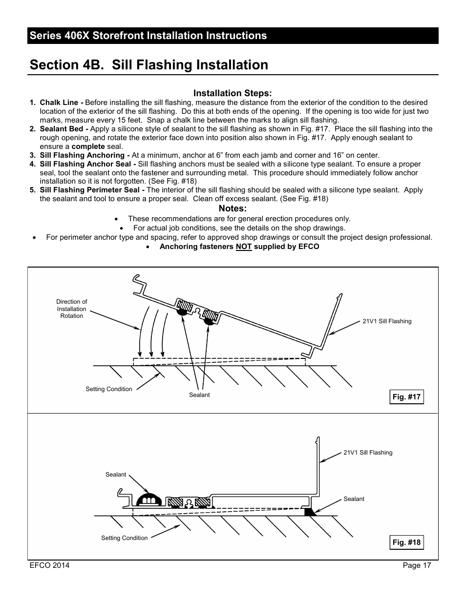 Series 406x storefront installation instructions | EFCO 406X Series User Manual | Page 17 / 25