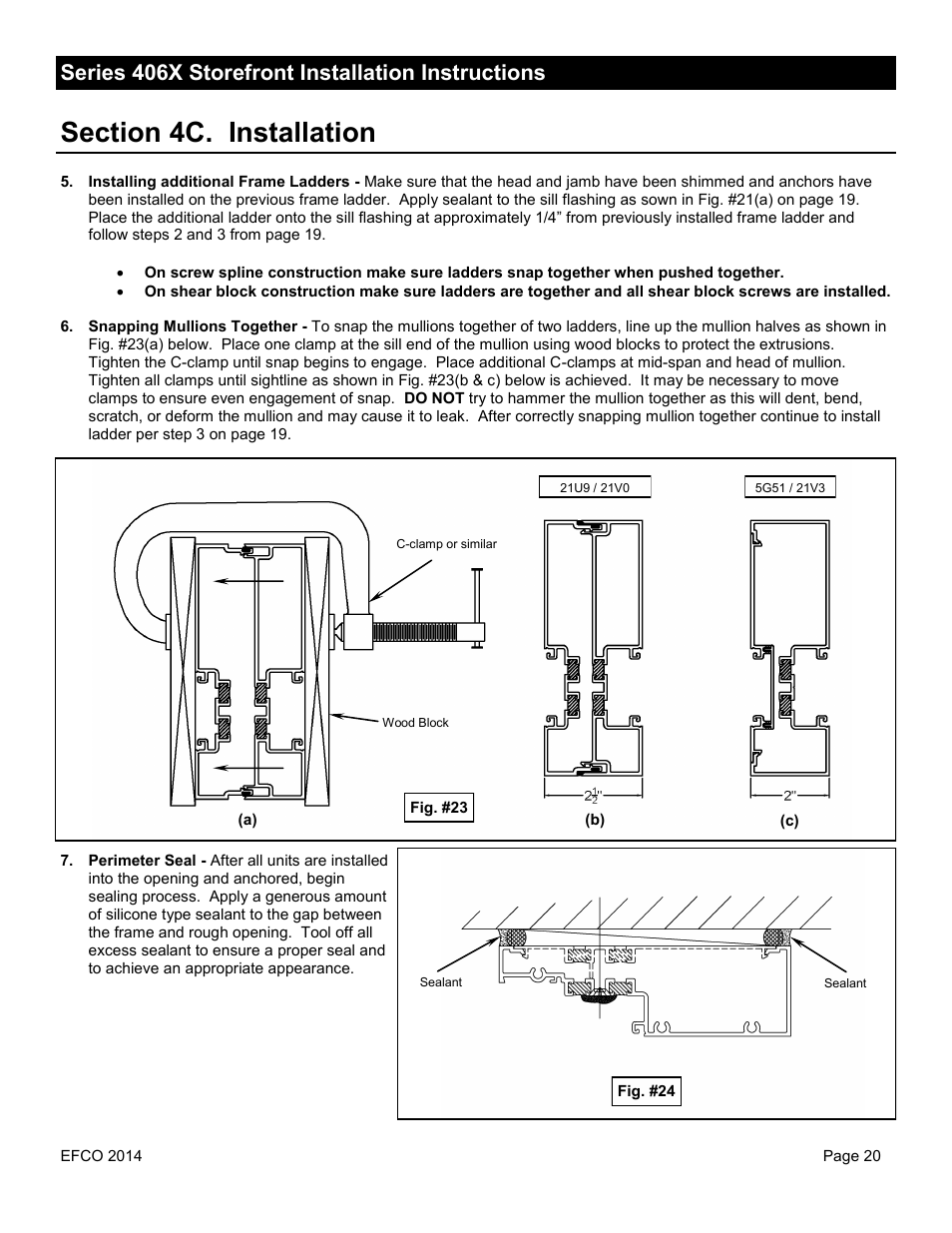 Series 406x storefront installation instructions | EFCO 406X Series User Manual | Page 20 / 25