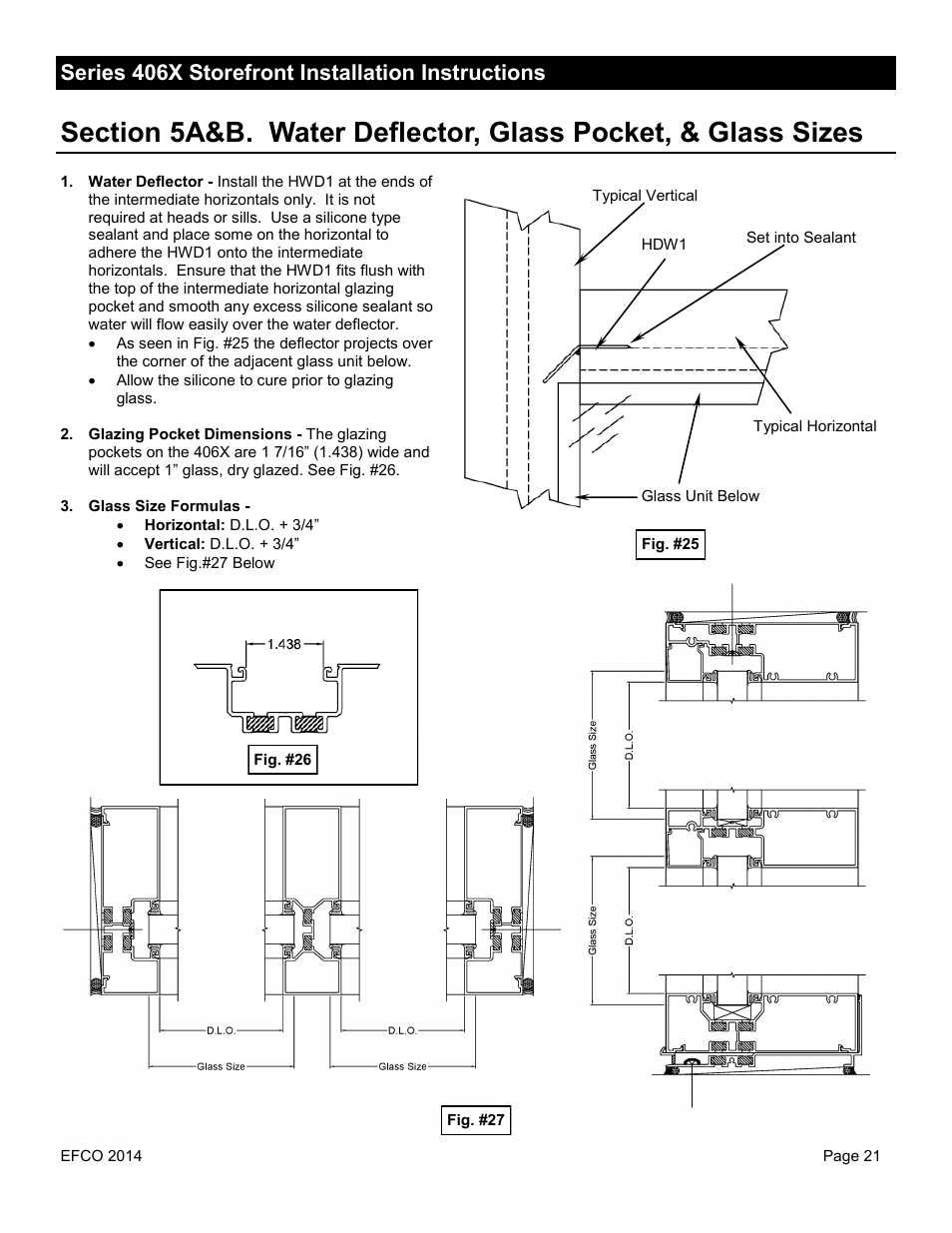 Series 406x storefront installation instructions | EFCO 406X Series User Manual | Page 21 / 25