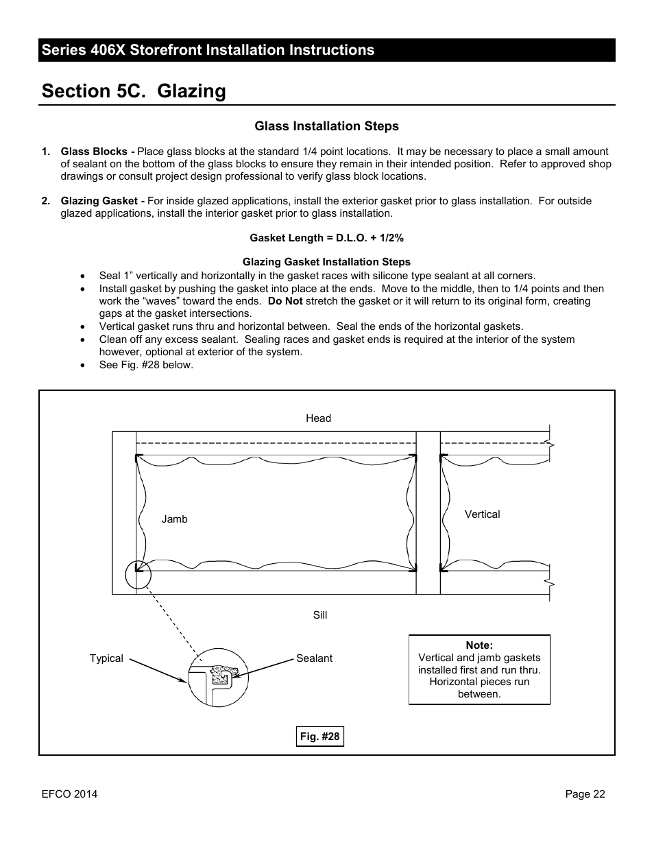 Series 406x storefront installation instructions | EFCO 406X Series User Manual | Page 22 / 25