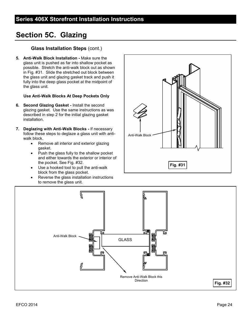 Series 406x storefront installation instructions | EFCO 406X Series User Manual | Page 24 / 25