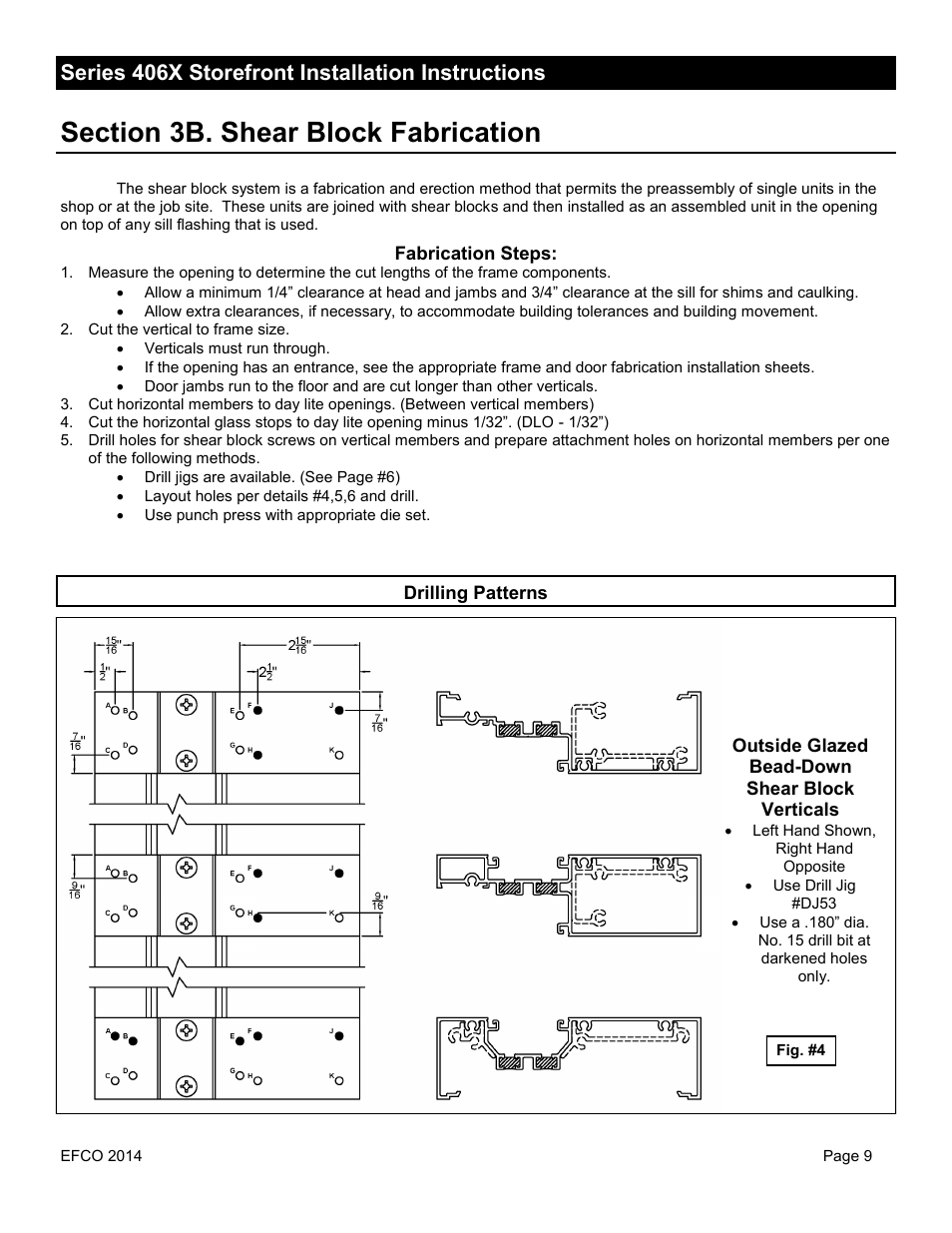 Series 406x storefront installation instructions | EFCO 406X Series User Manual | Page 9 / 25