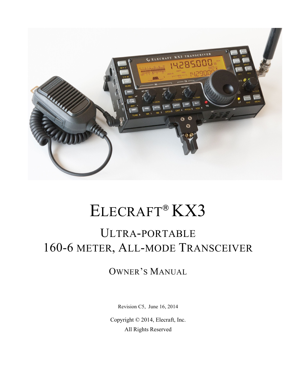 Elecraft KX3 Owner's Manual User Manual | 58 pages