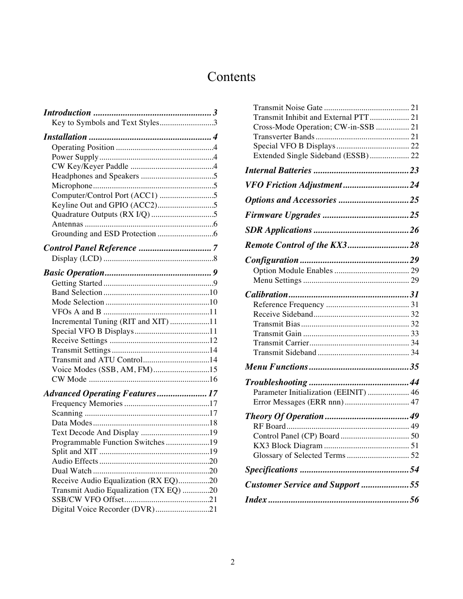 Elecraft KX3 Owner's Manual User Manual | Page 2 / 58