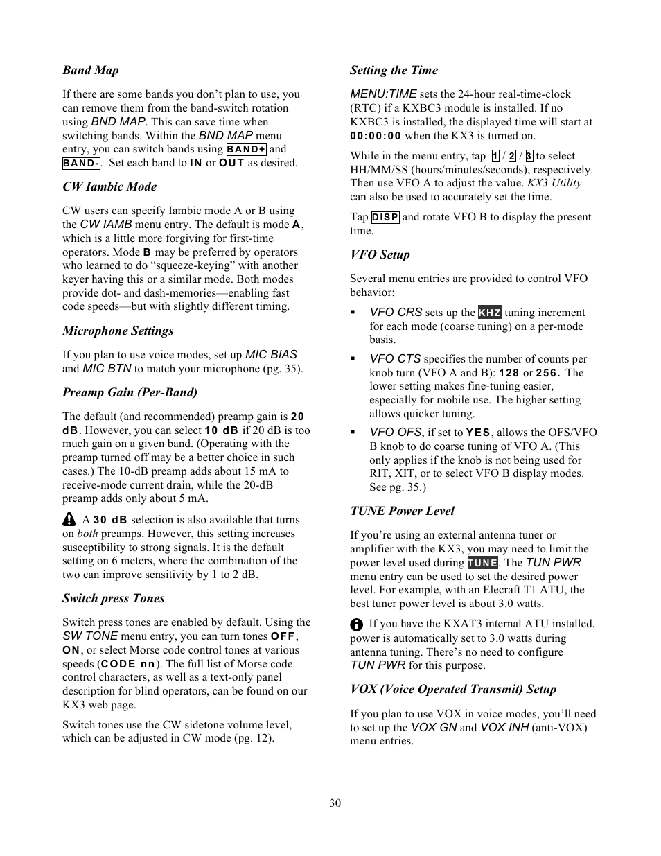 Elecraft KX3 Owner's Manual User Manual | Page 30 / 58