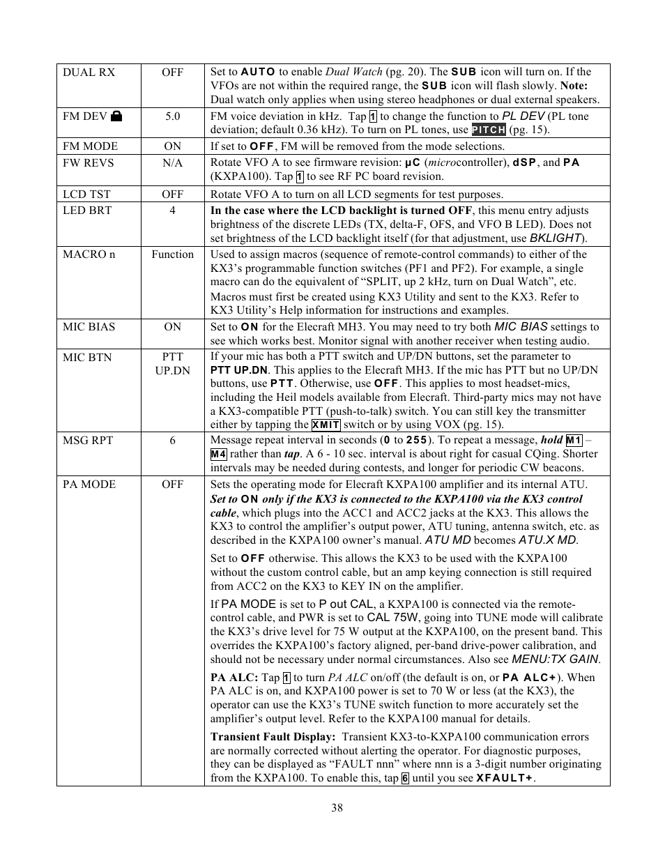 Elecraft KX3 Owner's Manual User Manual | Page 38 / 58