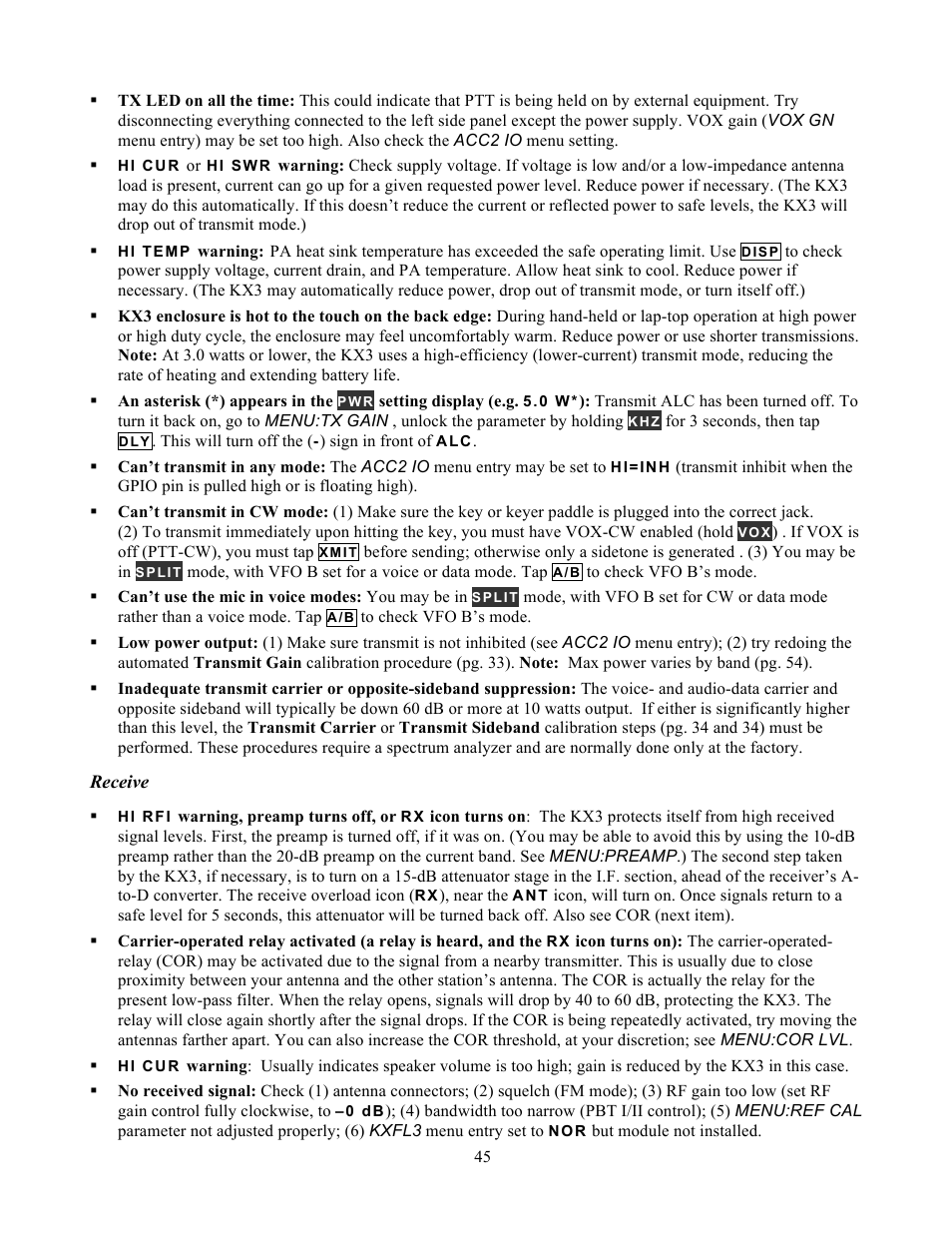 Elecraft KX3 Owner's Manual User Manual | Page 45 / 58