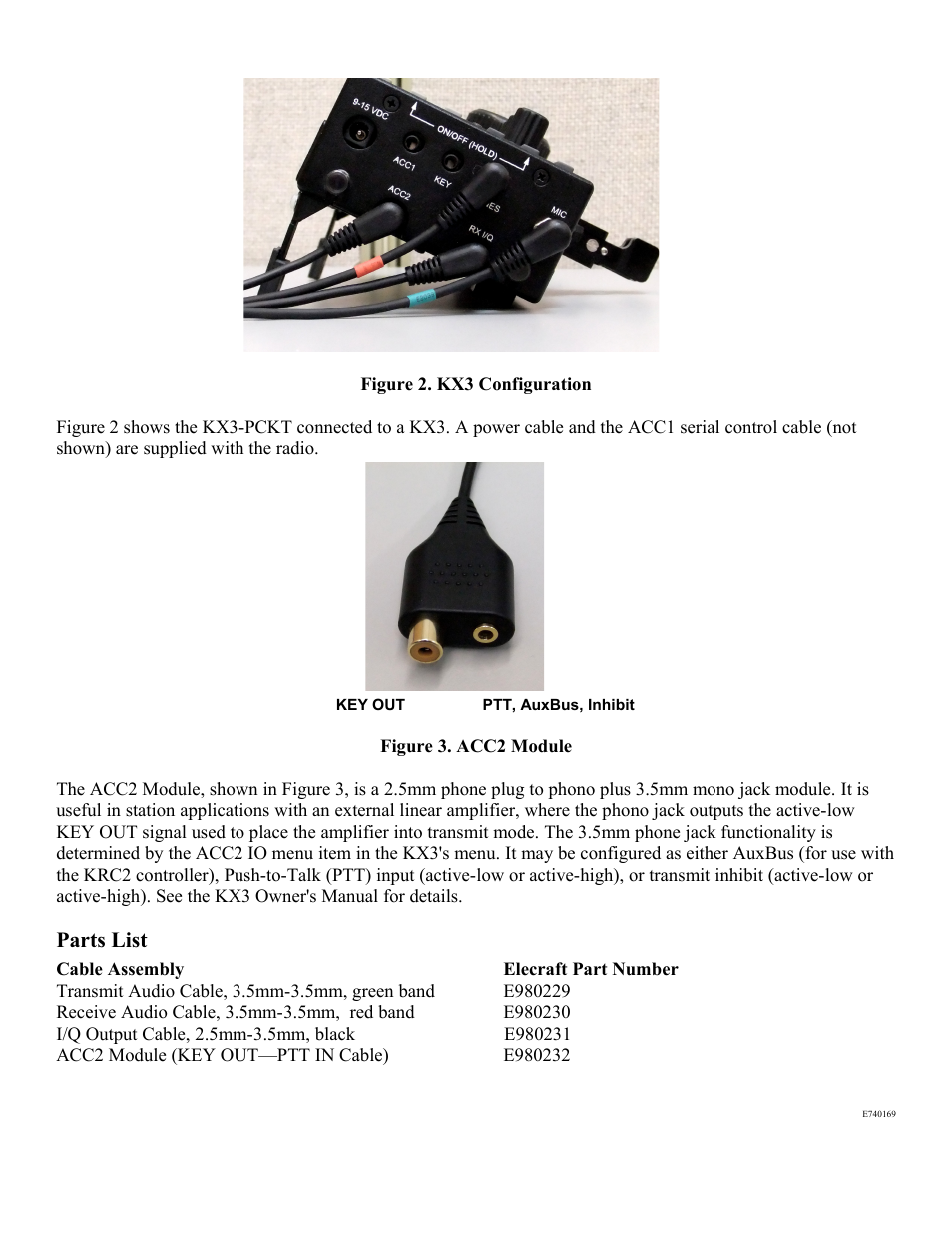 Parts list | Elecraft KX3-PCKT User Manual | Page 2 / 2