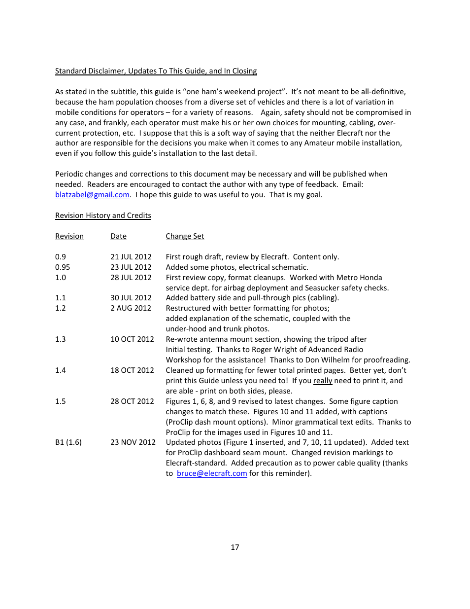Elecraft KX3 Mobile Installation And Operation Guide User Manual | Page 17 / 17