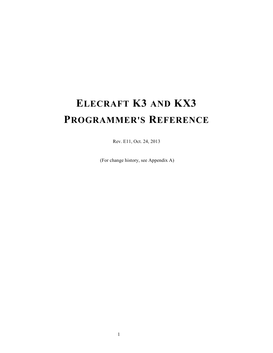 Elecraft KX3 Programmers Reference User Manual | 26 pages