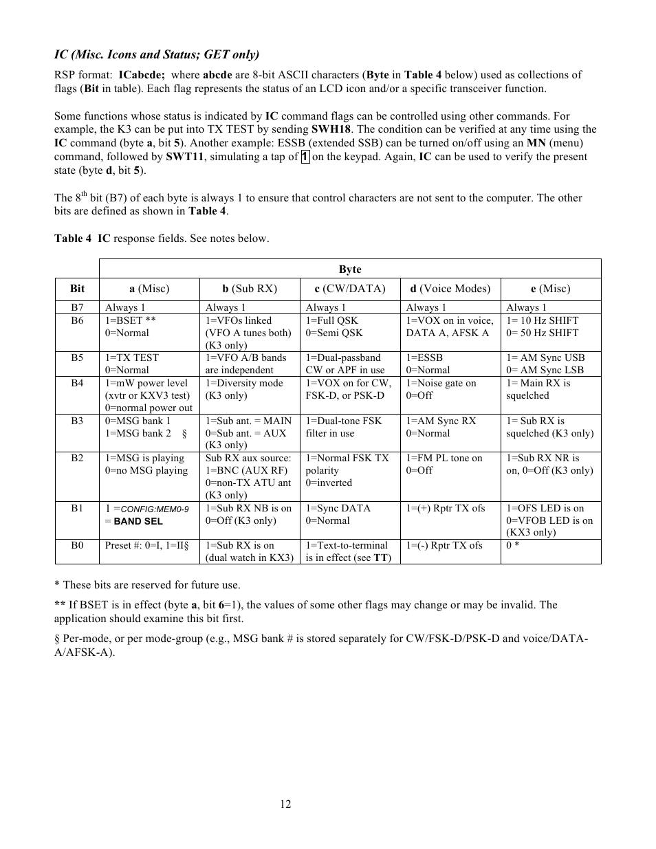 Elecraft KX3 Programmers Reference User Manual | Page 12 / 26