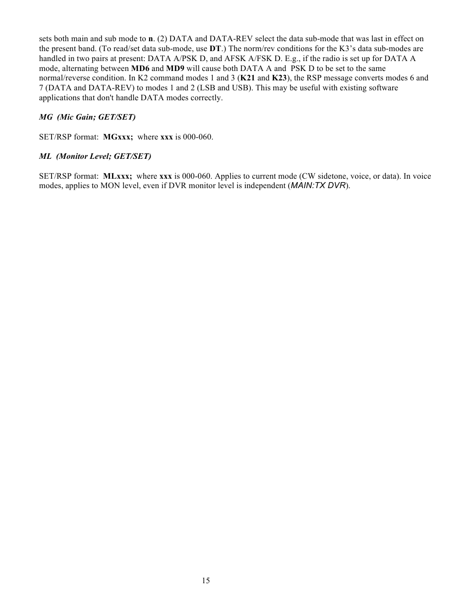 Elecraft KX3 Programmers Reference User Manual | Page 15 / 26