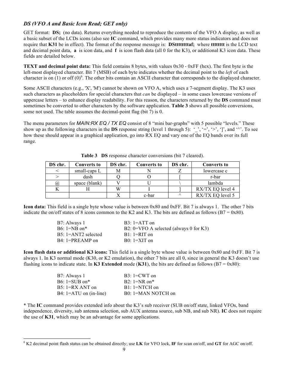 Elecraft KX3 Programmers Reference User Manual | Page 9 / 26