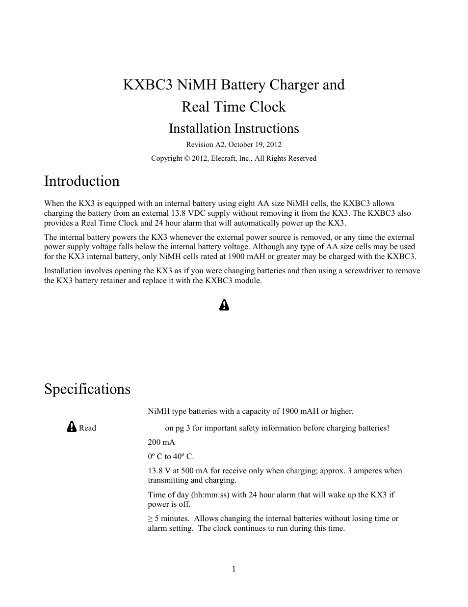 Elecraft KXBC3 User Manual | 13 pages