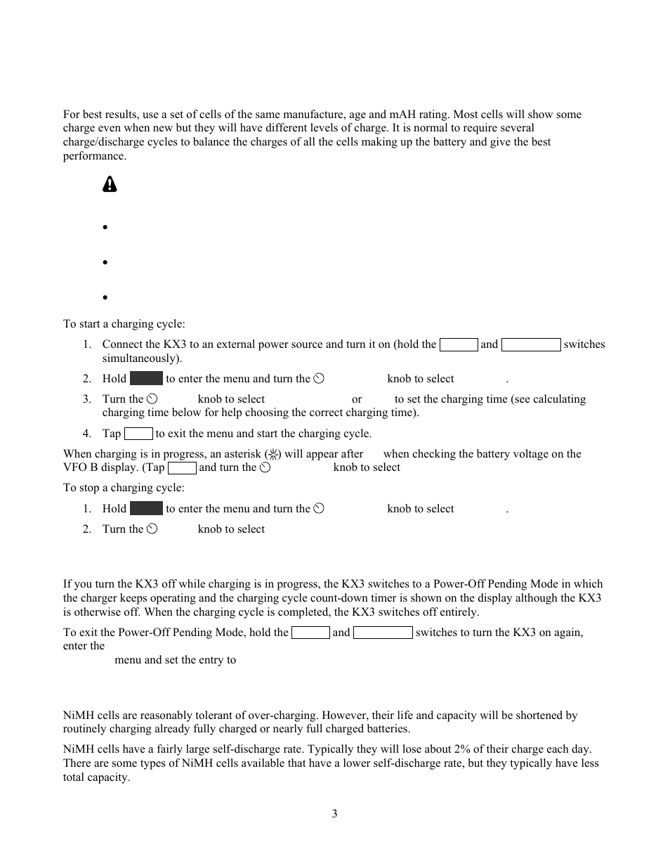 Charging batteries | Elecraft KXBC3 User Manual | Page 3 / 13