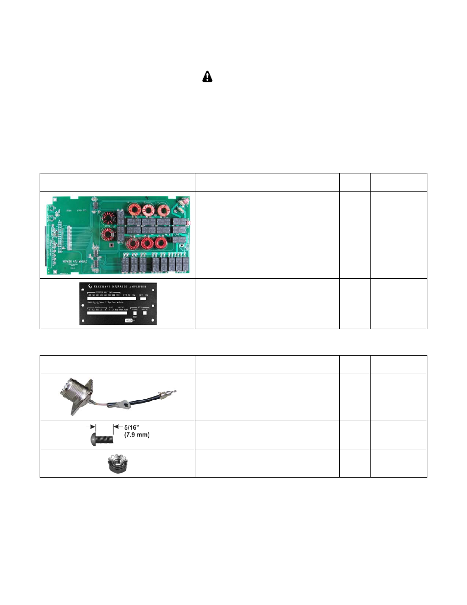 Unpacking and inventory, Caution | Elecraft KXAT100 Installation Manual User Manual | Page 6 / 17