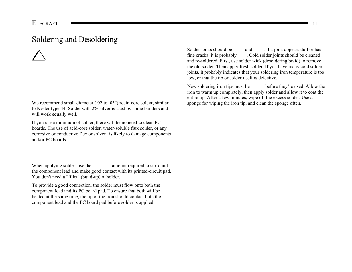 Soldering and desoldering | Elecraft KX1 Manual User Manual | Page 12 / 96