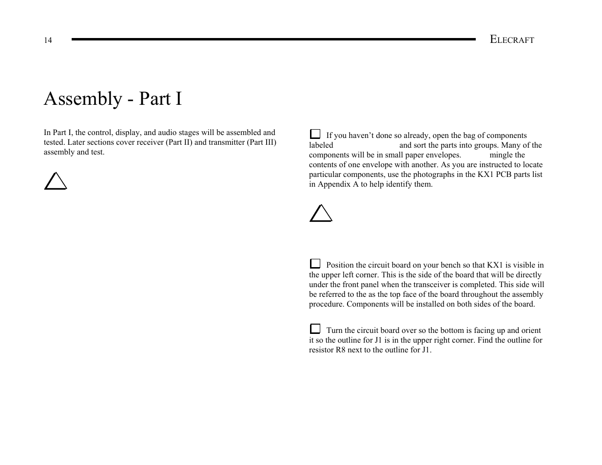 Assembly - part i | Elecraft KX1 Manual User Manual | Page 15 / 96