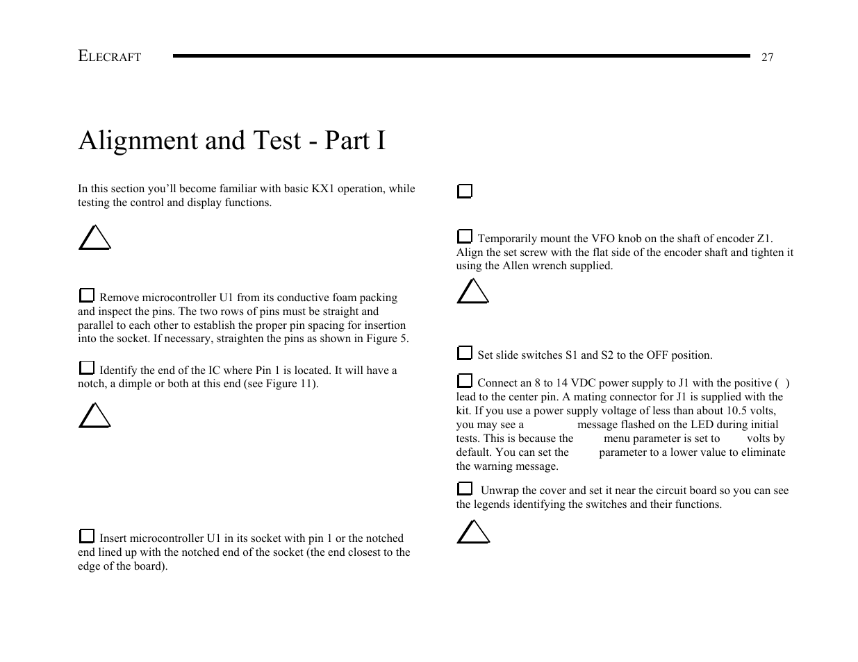 Alignment and test - part i | Elecraft KX1 Manual User Manual | Page 28 / 96