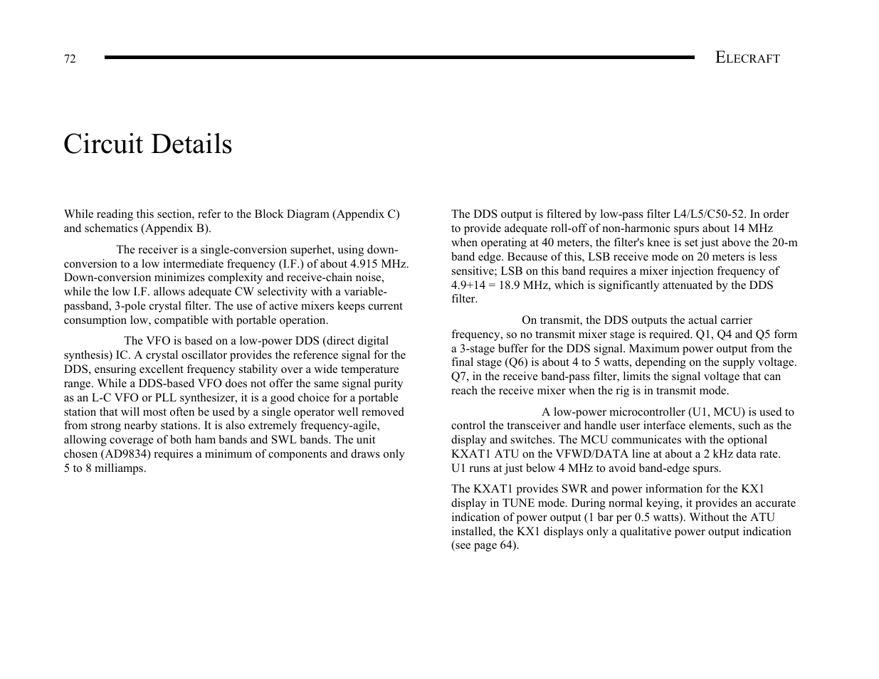 Circuit details | Elecraft KX1 Manual User Manual | Page 73 / 96