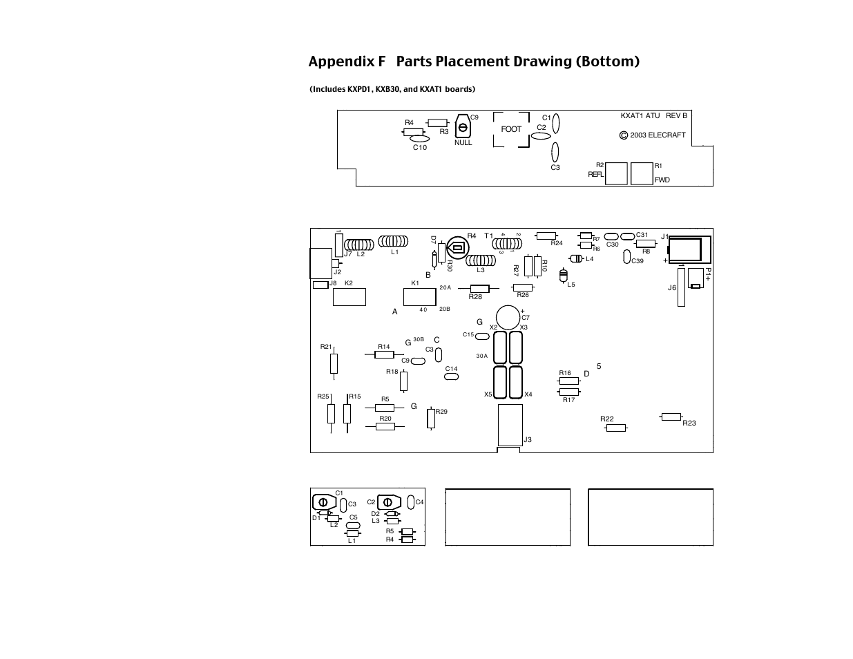 Appendix f parts placement drawing (bottom) | Elecraft KX1 Manual User Manual | Page 95 / 96