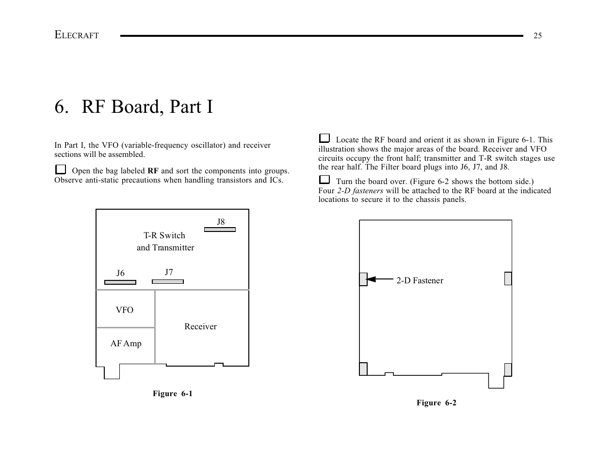 Rf board, part i | Elecraft K1 User Manual | Page 26 / 91