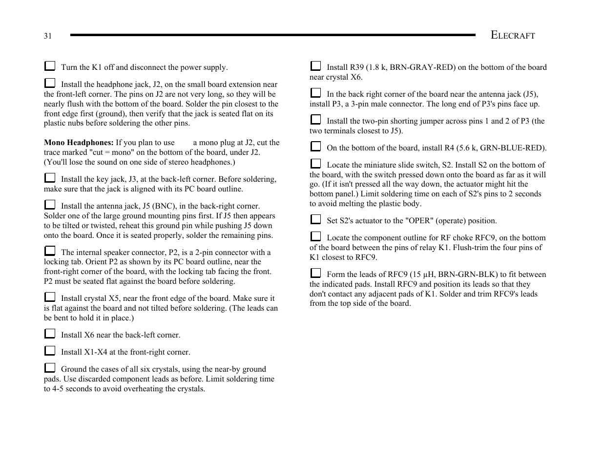 Elecraft K1 User Manual | Page 32 / 91