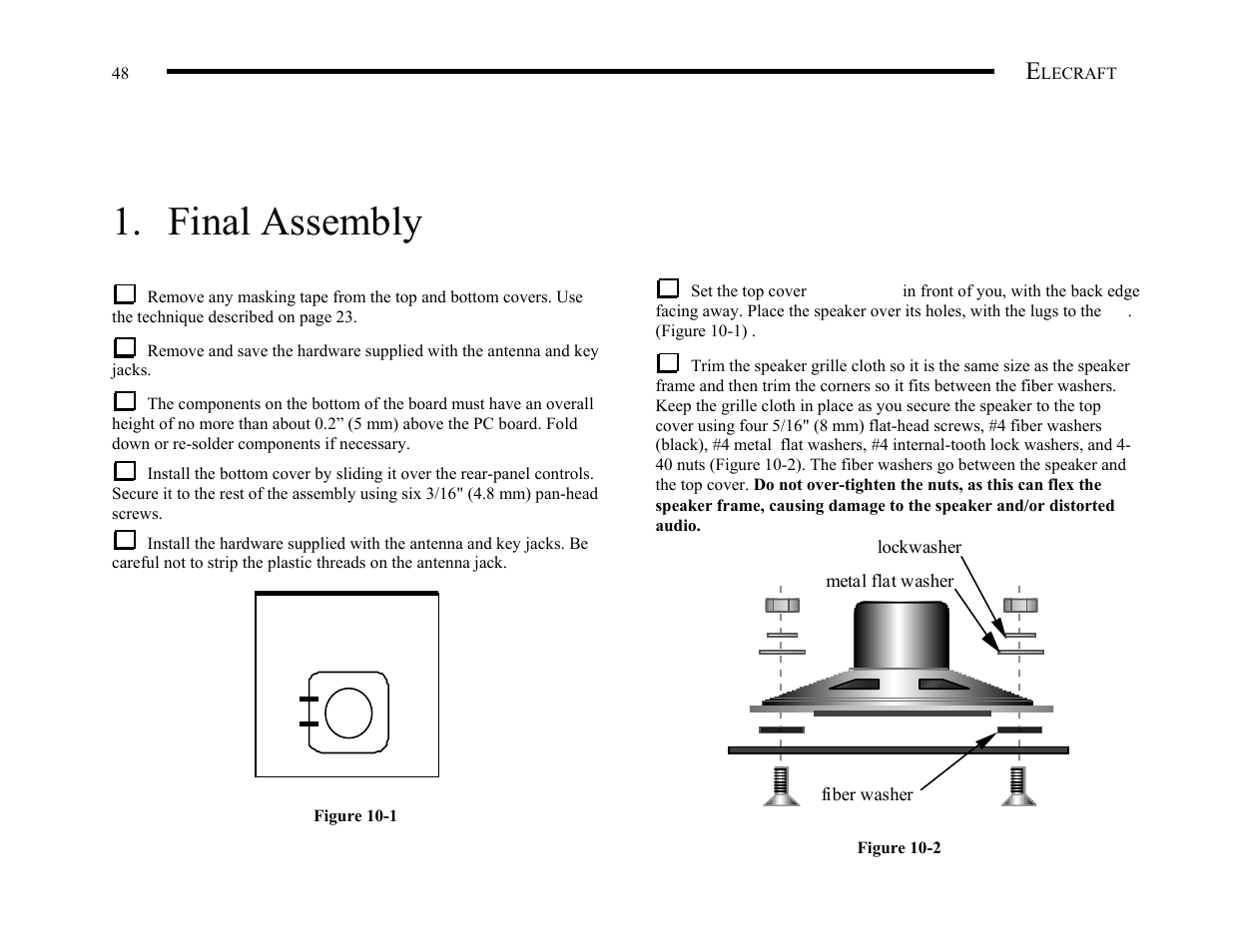 Final assembly | Elecraft K1 User Manual | Page 49 / 91