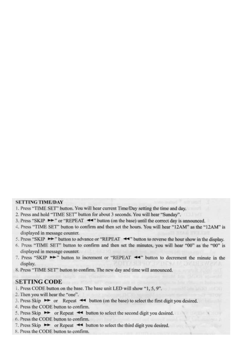 Setting code | Bell 36028 User Manual | Page 22 / 28