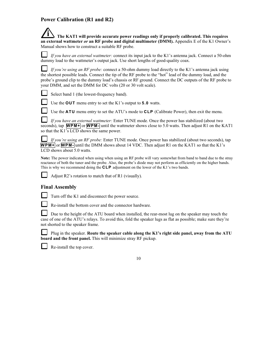 Elecraft KAT1 Manual User Manual | Page 10 / 15