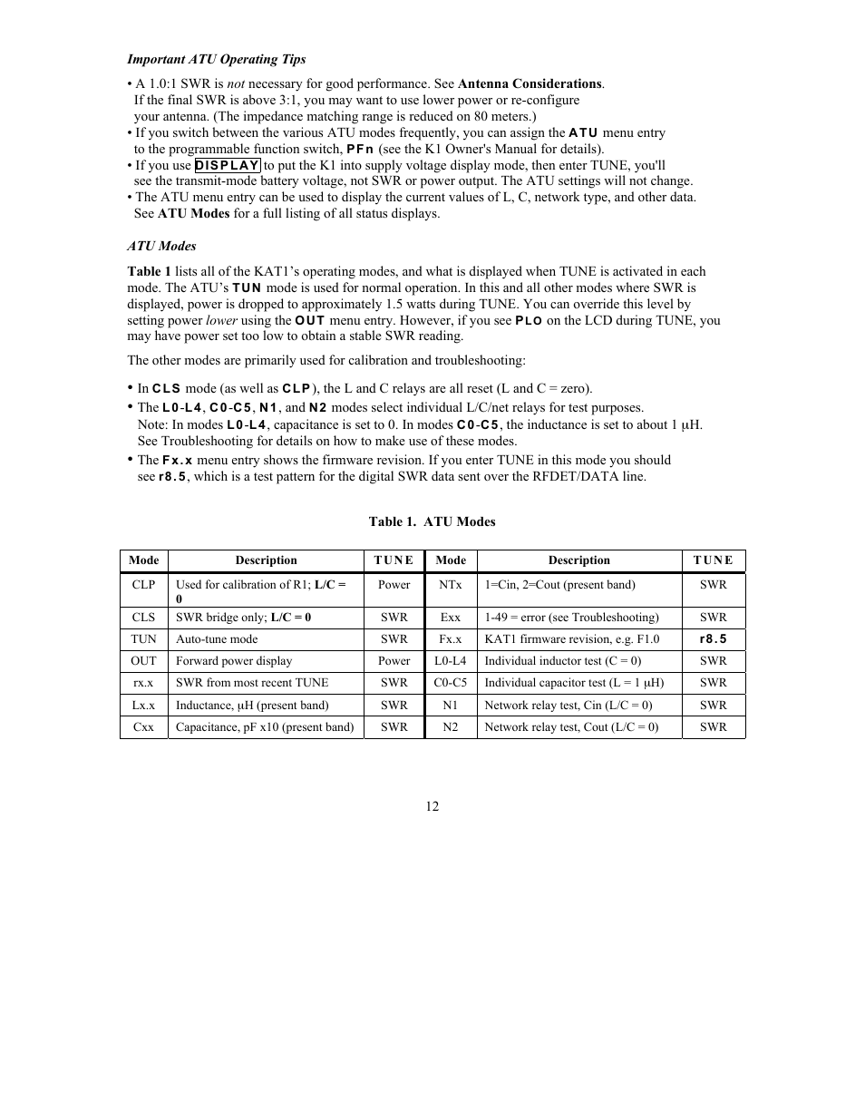 Elecraft KAT1 Manual User Manual | Page 12 / 15