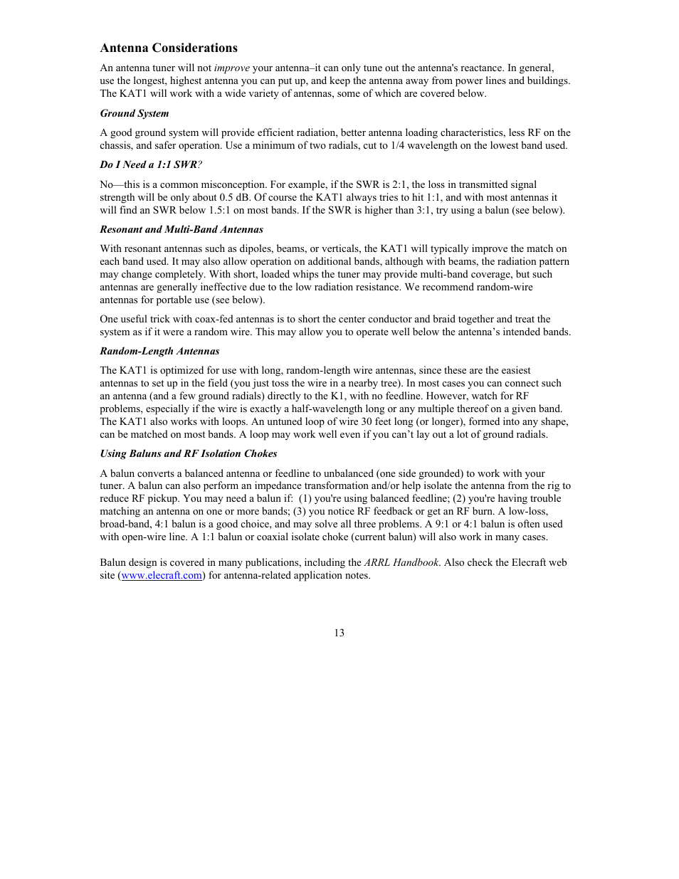 Elecraft KAT1 Manual User Manual | Page 13 / 15