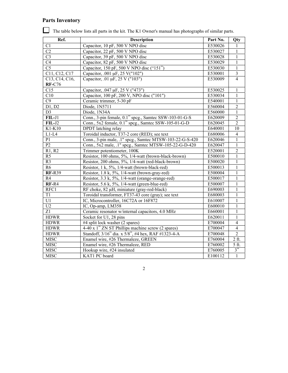 Elecraft KAT1 Manual User Manual | Page 2 / 15