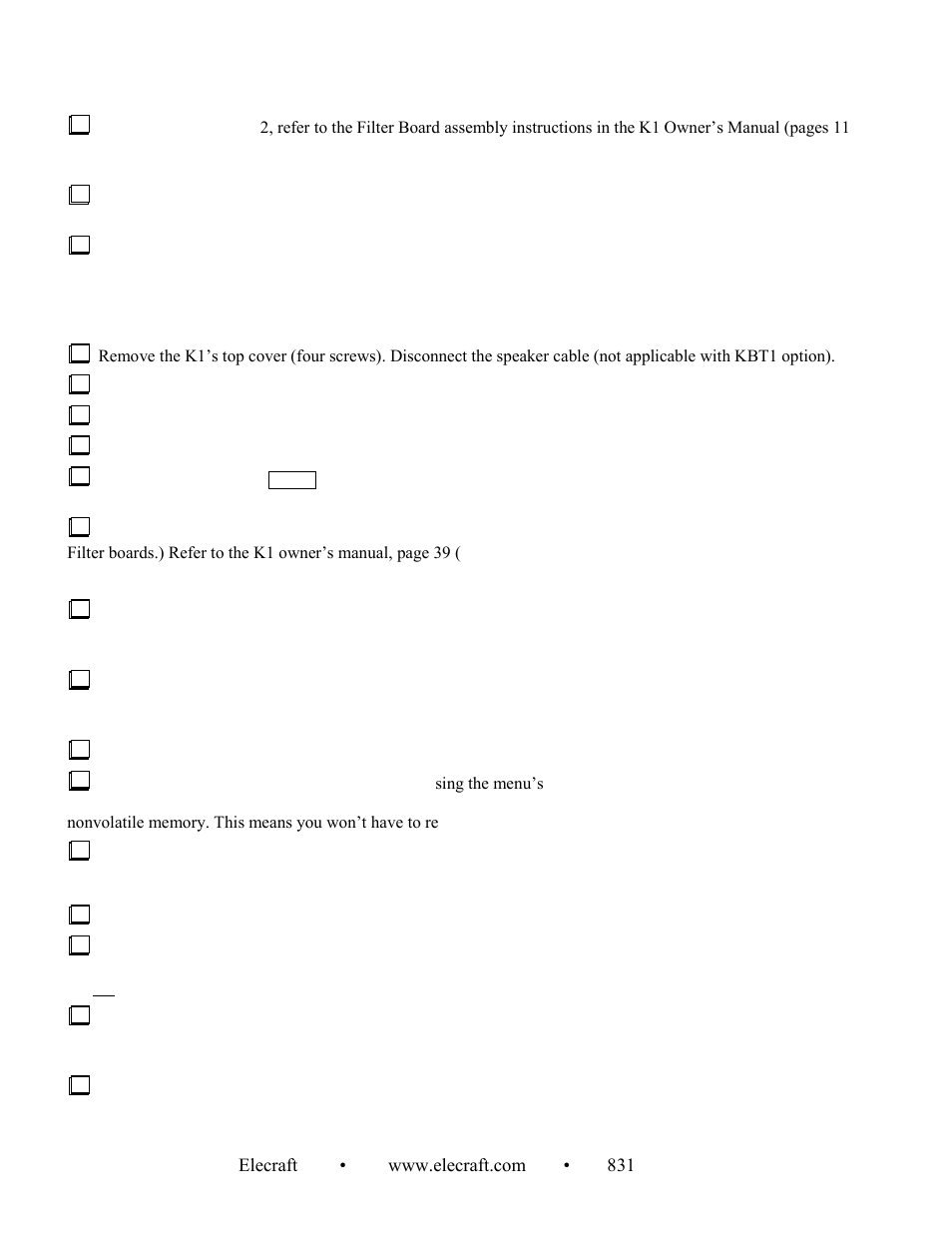 Elecraft KFL1-2 User Manual | Page 2 / 2