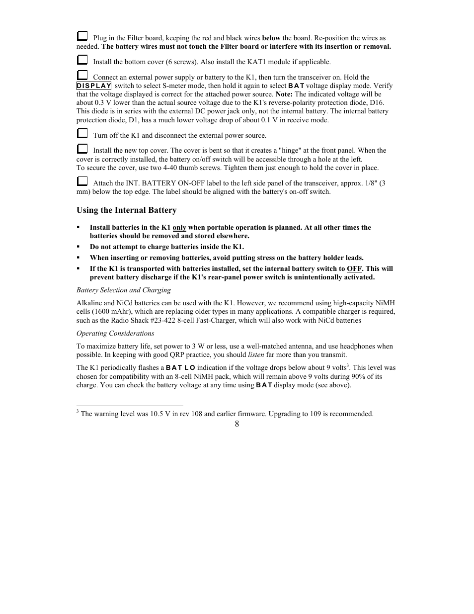 Elecraft KBT1 Manual User Manual | Page 8 / 8