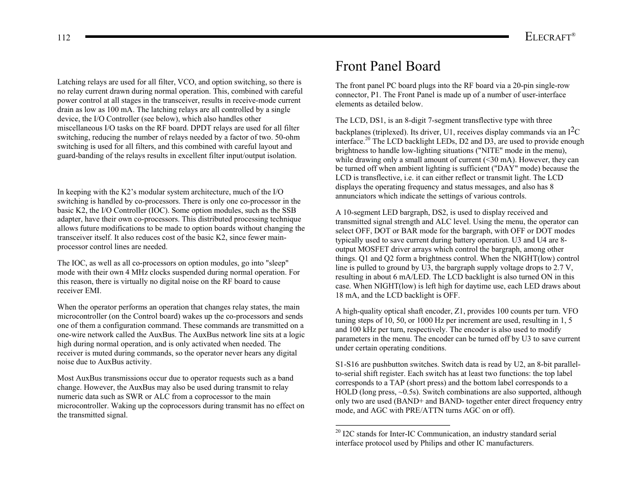 Front panel board | Elecraft K2 Owner's Manual User Manual | Page 113 / 171