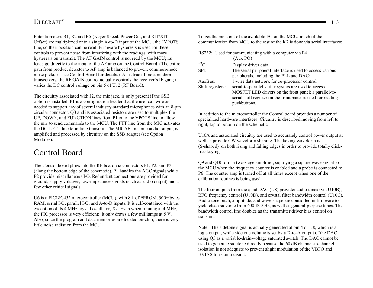Control board | Elecraft K2 Owner's Manual User Manual | Page 114 / 171