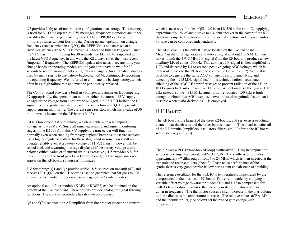 Rf board | Elecraft K2 Owner's Manual User Manual | Page 115 / 171