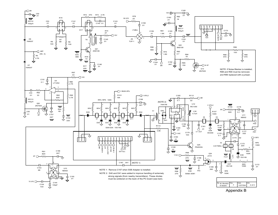 Appendix b, Product det, Attenuator xmit mixer rcv. mixer | Rf preamp, If amp, Buffer, 9136 mhz variable-bandwidth crystal filter | Elecraft K2 Owner's Manual User Manual | Page 145 / 171