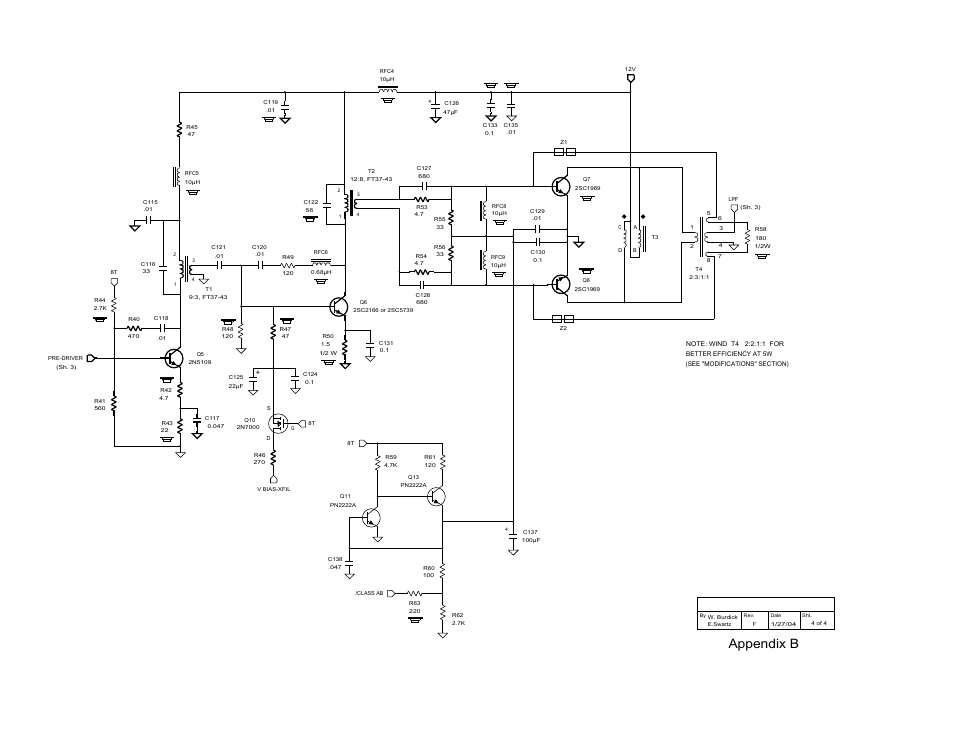 Appendix b, Power amplifier (pa), Pre-driver | Pa bias, Driver | Elecraft K2 Owner's Manual User Manual | Page 147 / 171