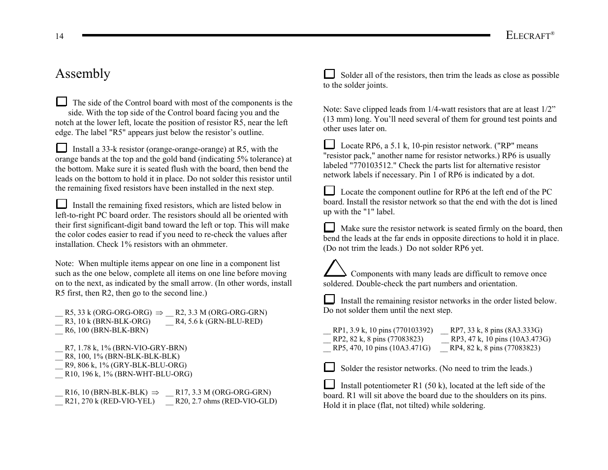 Assembly | Elecraft K2 Owner's Manual User Manual | Page 15 / 171