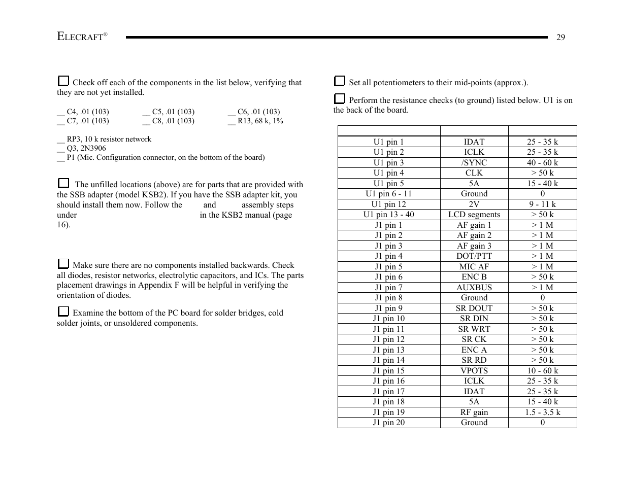 Elecraft K2 Owner's Manual User Manual | Page 30 / 171