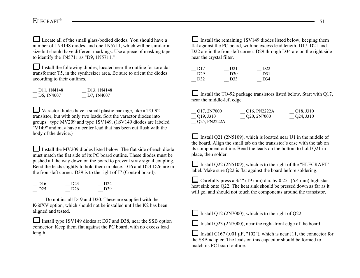 Elecraft K2 Owner's Manual User Manual | Page 52 / 171