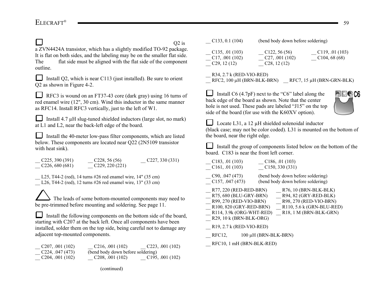Elecraft K2 Owner's Manual User Manual | Page 60 / 171
