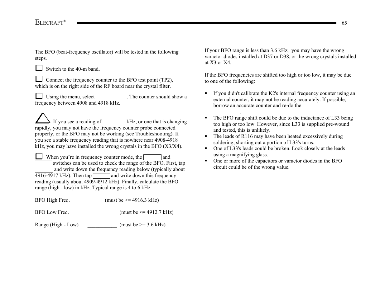 Elecraft K2 Owner's Manual User Manual | Page 66 / 171