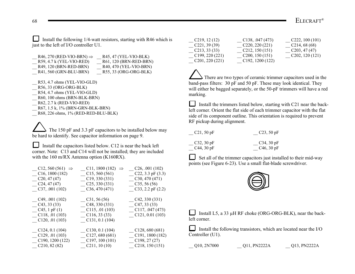 Elecraft K2 Owner's Manual User Manual | Page 69 / 171