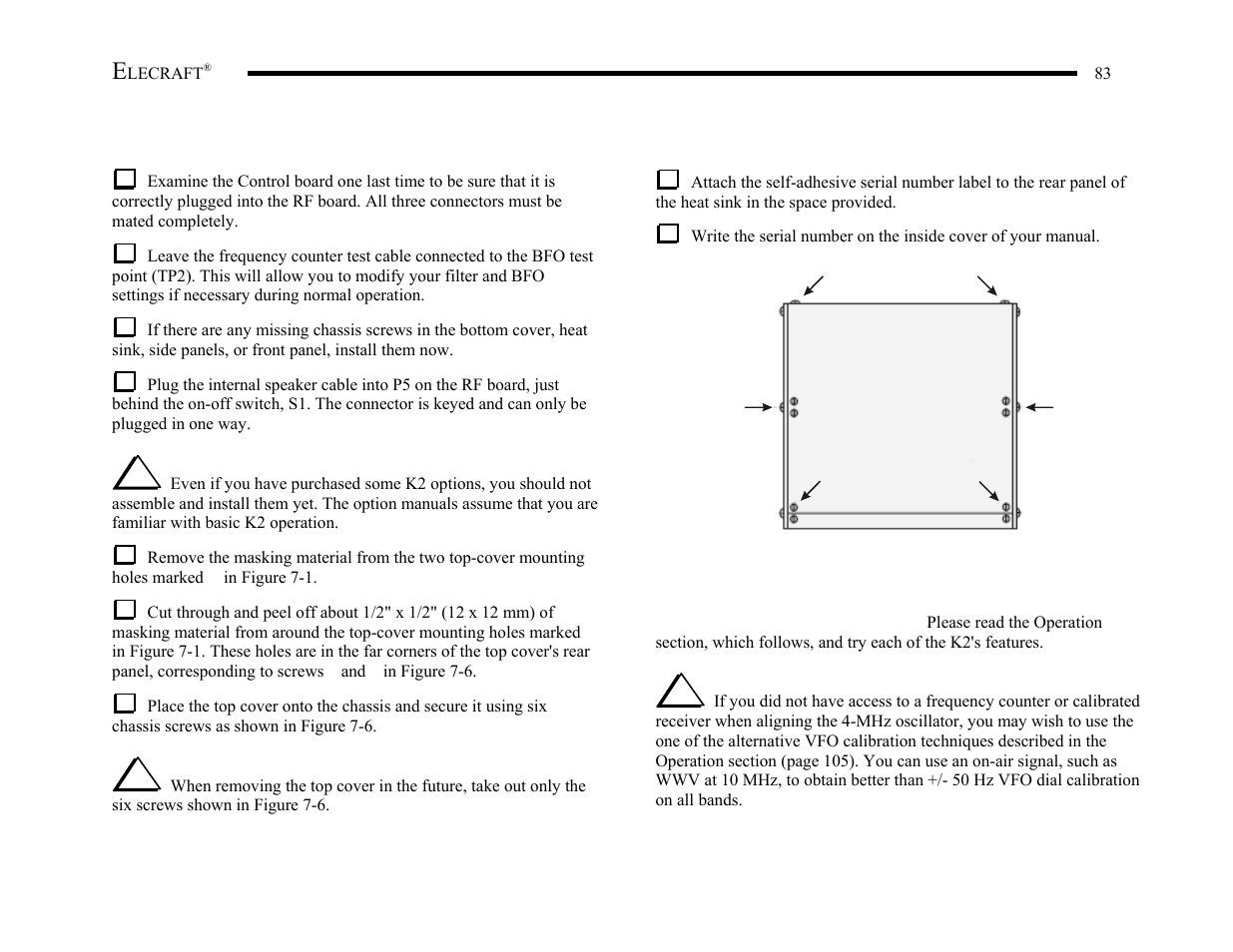 Elecraft K2 Owner's Manual User Manual | Page 84 / 171