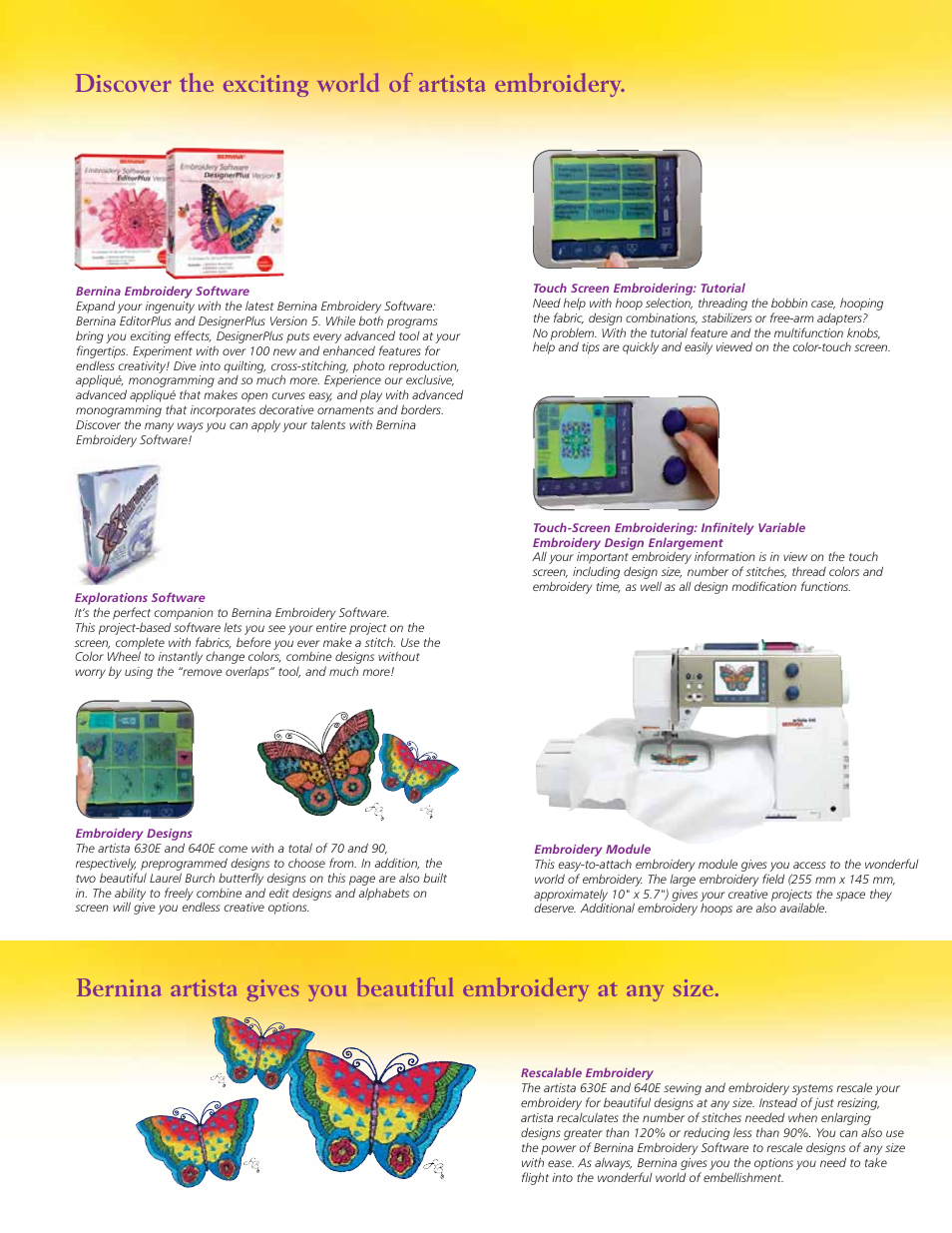 Discover the exciting world of artista embroidery | Bernina artista 630E User Manual | Page 4 / 8