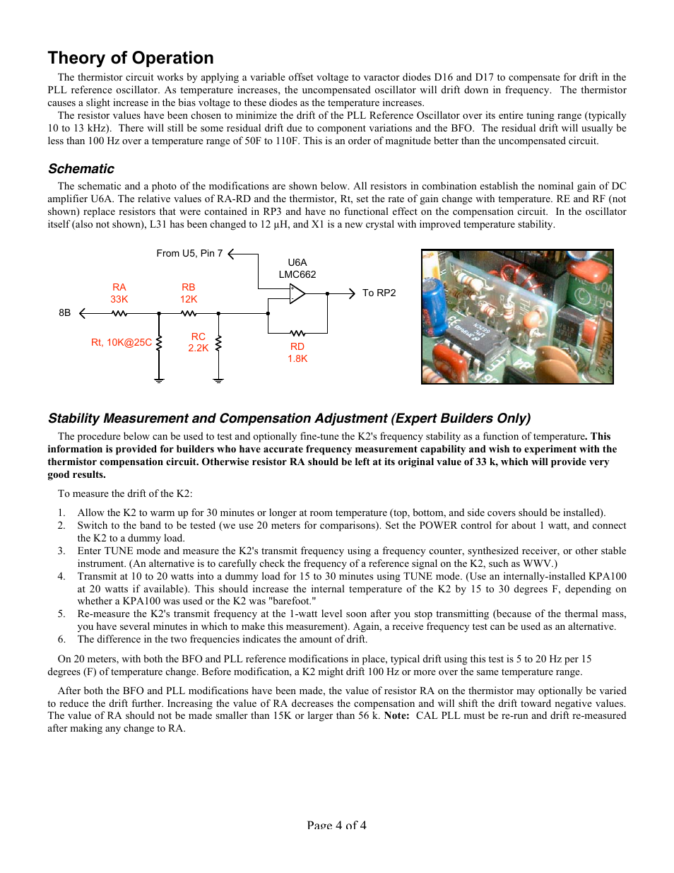Theory of operation, Schematic | Elecraft K2 PLL User Manual | Page 4 / 4